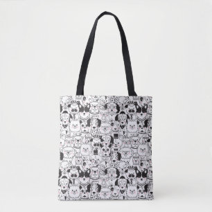 Cute Funny Dogs Black and White Animal Mönster Tygkasse