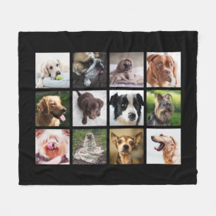 Cute & Funny Dogs Photo Collage fleece filt