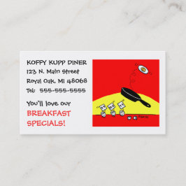 Cute Funny Eggs Tecknad Breakfast Middag Restaurat Visitkort