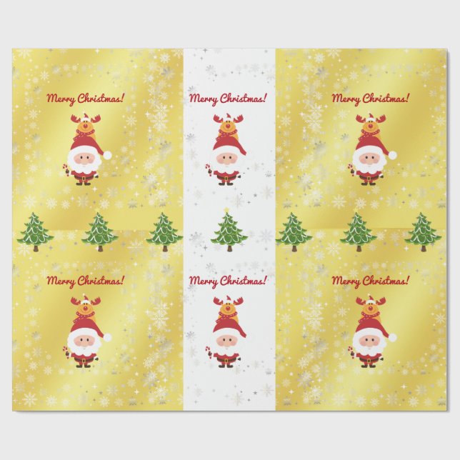 Cute Funny Elegant Rudolph Santa Julgranar Presentpapper (Platt)