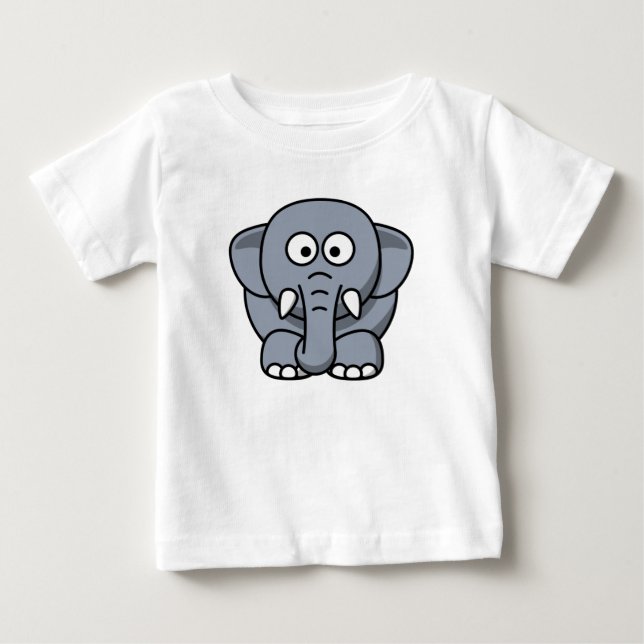 Cute Funny Elephant - Grått T-Shirt (Framsida)