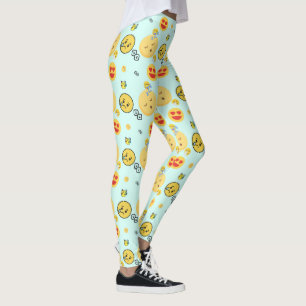 "Cute Funny Emoji Mönster Enjoy Ansikte" Leggings