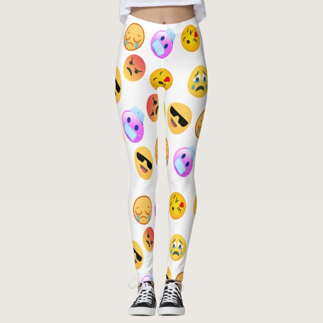 "Cute Funny Emoji Mönster Facetious look" Leggings (Framsida)