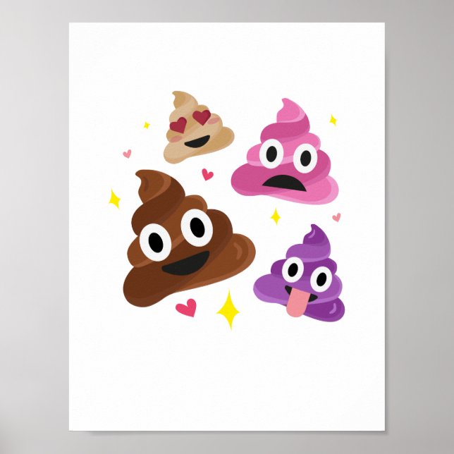 Cute Funny Emoji Rosa Bow Cutie Poo - Poop Emoji Poster (Framsidan)