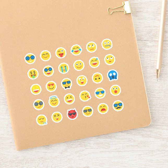 Cute & Funny Emoji Sticker-uppsättning Klistermärken (Anteckningsbok)
