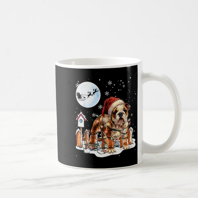 Cute Funny English Bulldog Christmas Lights Santa  Kaffemugg (Höger)