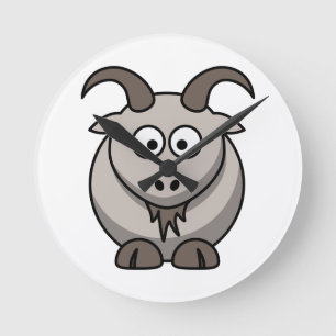 Cute Funny Farm Yard Goat     Rund Klocka