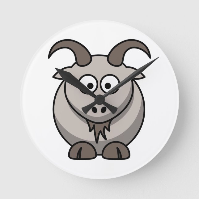 Cute Funny Farm Yard Goat     Rund Klocka (Framsida)