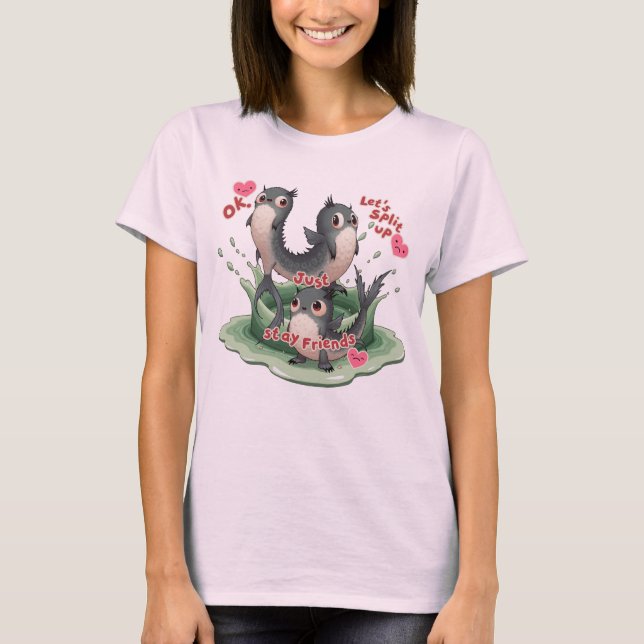 Cute Funny Fish Monster Mascot T Shirt (Framsida)