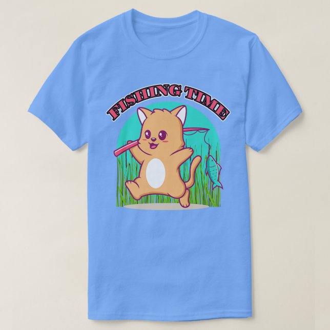 Cute Funny-fiskekatt  T Shirt (Design framsida)