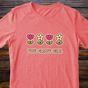 Cute Funny Flower Girl Power Inspirational Womens T Shirt