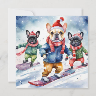 Cute Funny Fransk Bulldog Hund jul Julkort