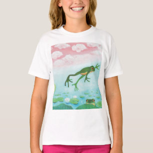 Cute Funny Frog Jumps in i dammen T Shirt
