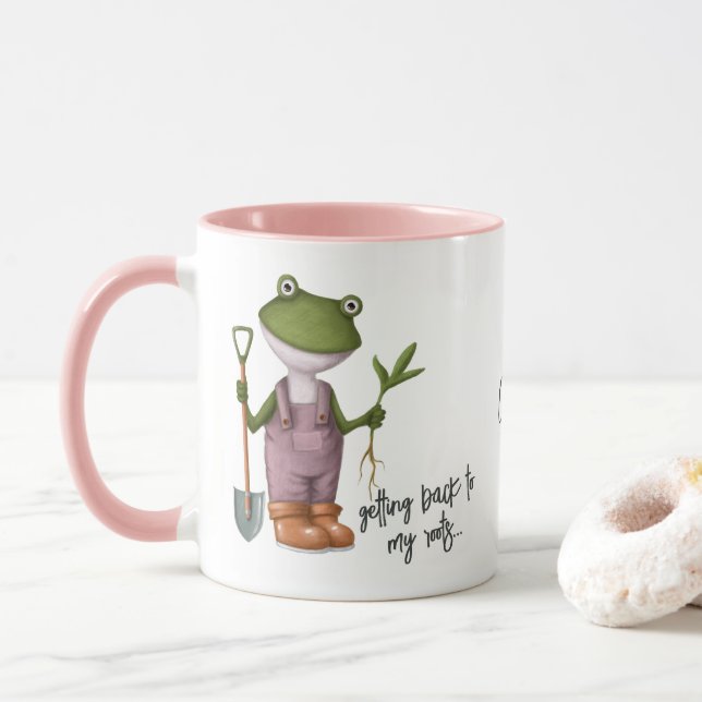 Cute Funny Frog  Personlig Namn Mugg (Med munk)