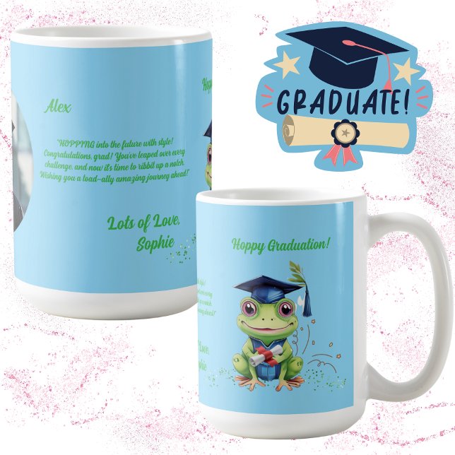 Cute Funny Frog Photo Message Studenten Gift Kaffemugg (Skapare uppladdad)