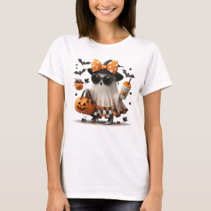 Cute Funny Ghost Pumpkin Halloween Spooky Month T Shirt