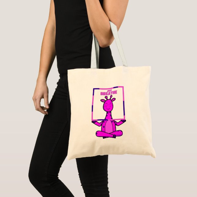 Cute Funny Giraffe Meditation Yoga Tote Bag Tygkasse (Framsida (produkt))