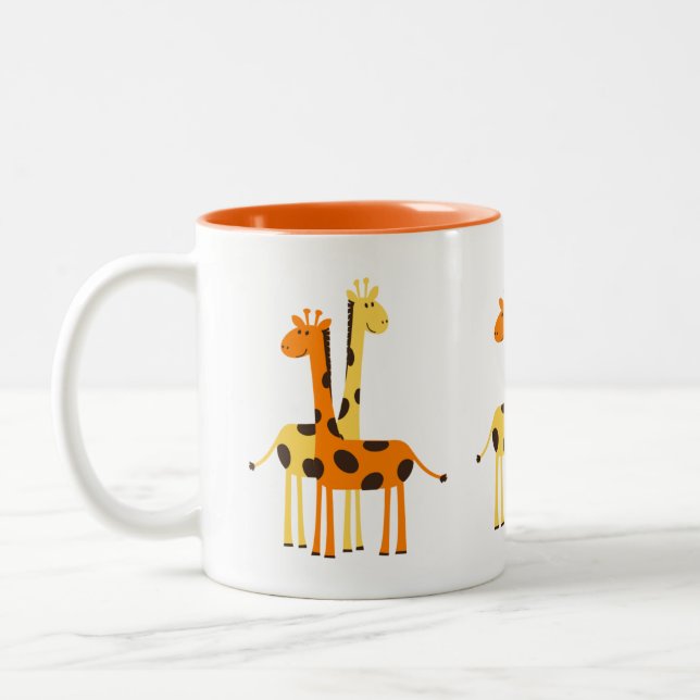 Cute Funny Giraffe Pair Två-Tonad Mugg (Vänster)