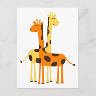 Cute Funny Giraffe Pair Vykort