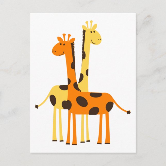 Cute Funny Giraffe Pair Vykort (Framsida)