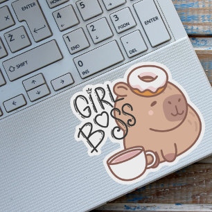 Cute Funny Girl Chef Capybara Klistermärken