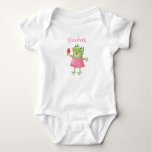 Cute Funny Girl Frog Rosa Girl Baby Bodykostym