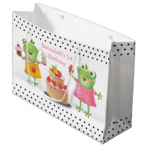 Cute Funny Girl Frogs Födelsedagsfest Large Gift B