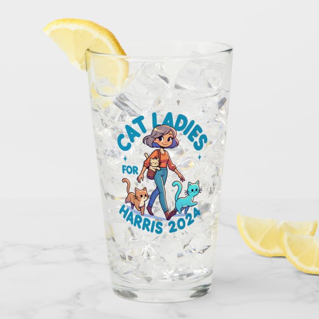 Cute Funny Girly Chilless Cat Dam Kamala Harris Glaskopp (Framsida Ice)