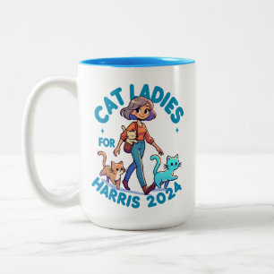 Cute Funny Girly Chilless Cat Dam Kamala Harris Två-Tonad Mugg