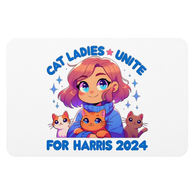Cute Funny Girly Chilless Cat Dam Unite Harris Magnet (Horisontell)