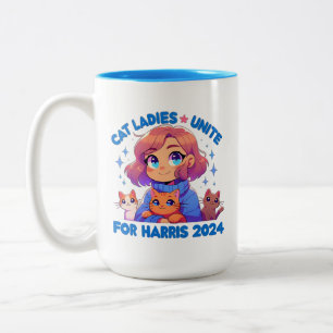 Cute Funny Girly Chilless Cat Dam Unite Harris Två-Tonad Mugg