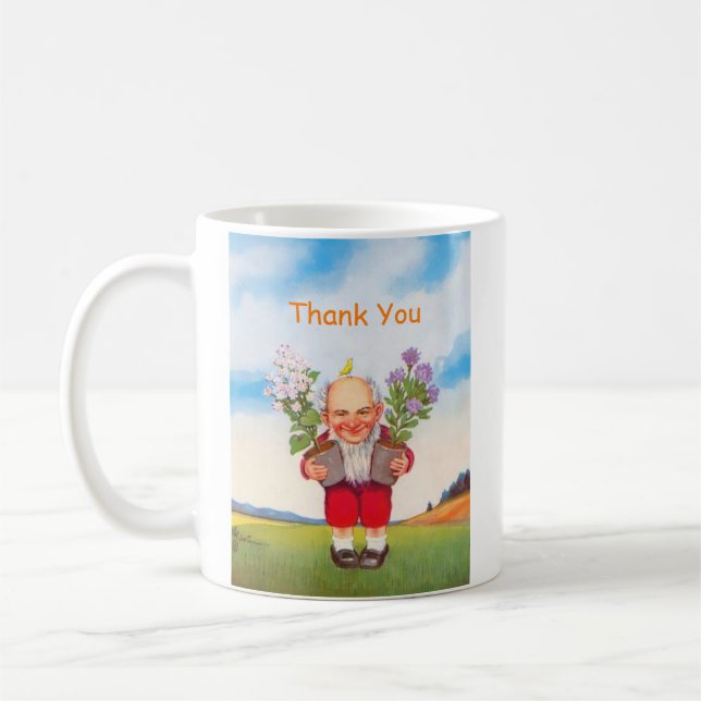 Cute Funny Gnome-Vintage, tysk Tack Kaffemugg (Vänster)