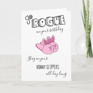 Cute Funny Go Rogue Rosa Bunny Tofflor Birthday Kort