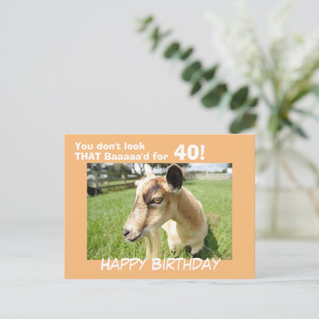Cute Funny Goat Humor Anpassningsbar Birthday Vykort (Stående Fram)