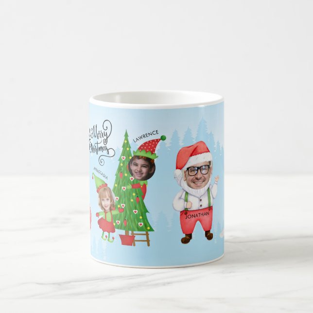 Cute Funny God jul 4 Photo Family Santa Kaffemugg (Center)