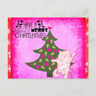 Cute Funny God jul Cat Vykort
