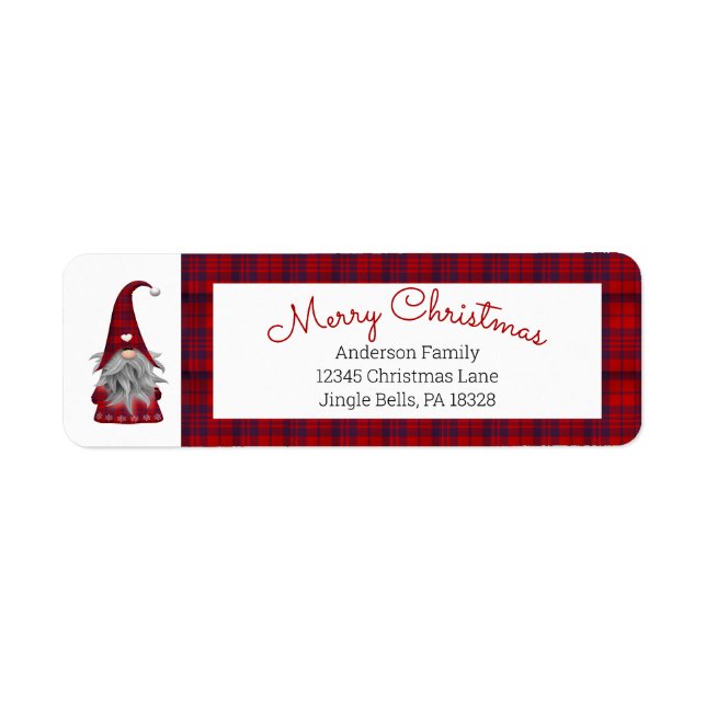 Cute Funny God jul Elf Personlig Gnome Returadress Etikett (Framsidan)