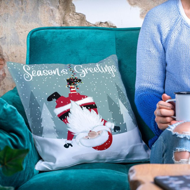 Cute Funny God jul Winter Jultomten Kudde (Skapare uppladdad)