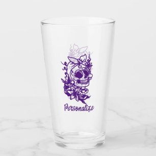 Cute Funny Gotham Flowers Lila Personalize Glaskopp