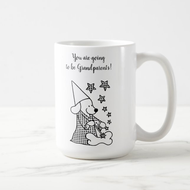 Cute Funny Grandföräldrar Announcement Black Teckn Kaffemugg (Höger)