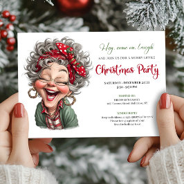 Cute Funny Grandma Cartoon Christmas Humor Comic Inbjudningar
