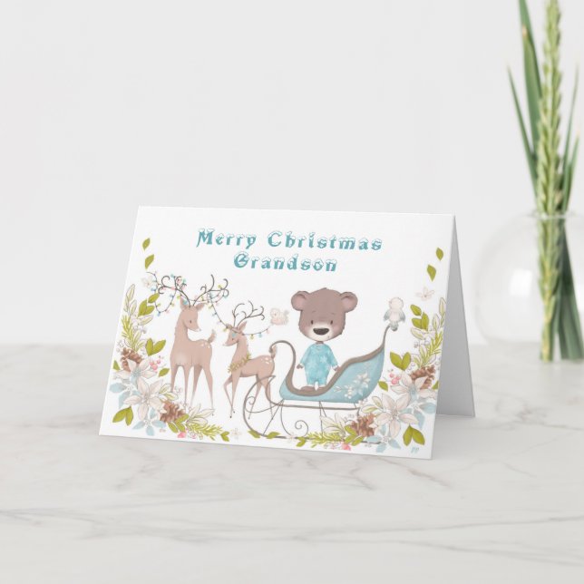 Cute Funny Grandson-jul med Speciellt teckensnitt Helgkort (Framsida)
