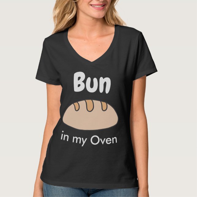 Cute & Funny Gravid Bun in My Oven Black T Shirt (Framsida)