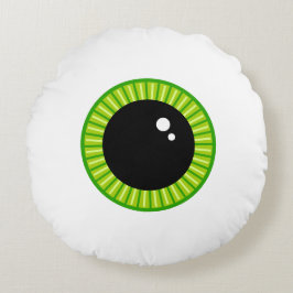 Cute Funny Grönt Eyeball Rund Kudde