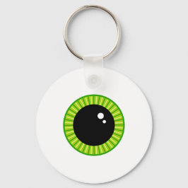 Cute Funny Grönt Eyeball Rund Silverfärgad Nyckelring
