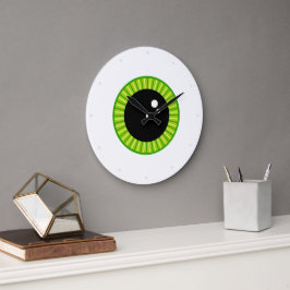 Cute Funny Grönt Eyeball Stor Klocka