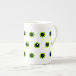 Cute Funny Grönt Ögon Benporslin Mugg