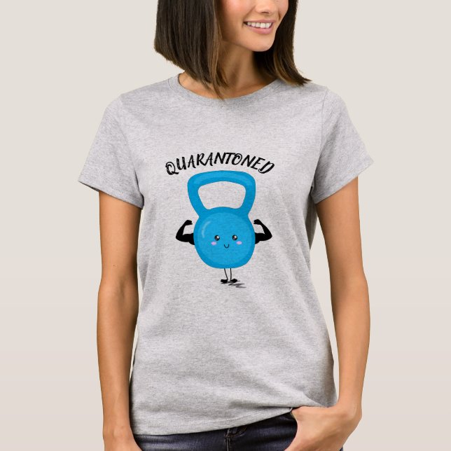 Cute Funny Gym ’Quarantoned’ sport T Shirt (Framsida)