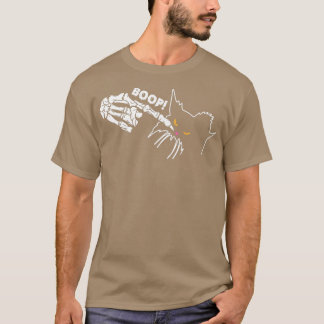 Cute Funny Halloween Black Cat Boop Skeleton Hand T Shirt