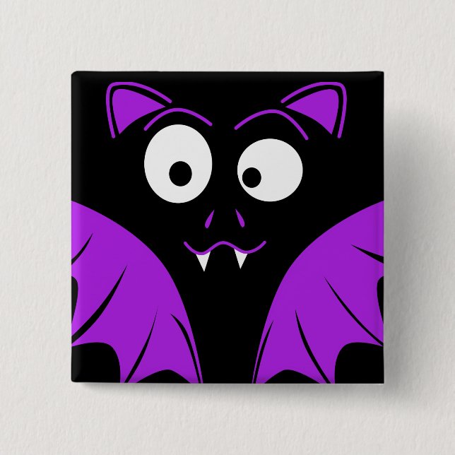 Cute Funny Halloween Fladdermus Knapp (Framsida)